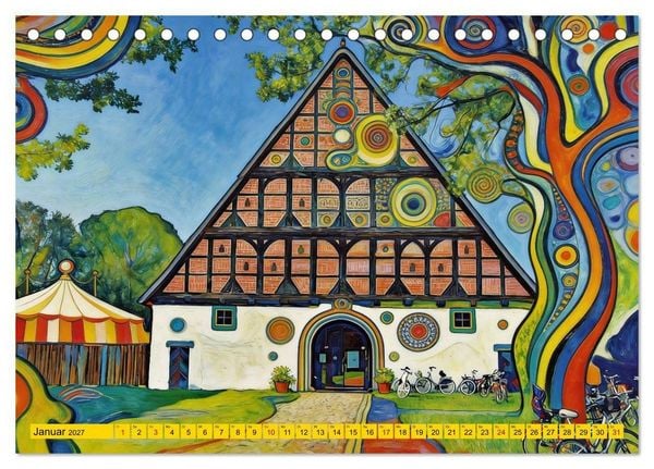Produktbild: Farbenfrohes Landleben (Tischkalender 2027 DIN A5 quer), CALVENDO Monatskalender