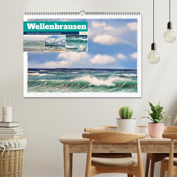 Produktbild: Wellenbrausen - Gemalte Wellen von Michaela Spreider (Wandkalender 2026 DIN A2 quer), CALVENDO Monatskalender