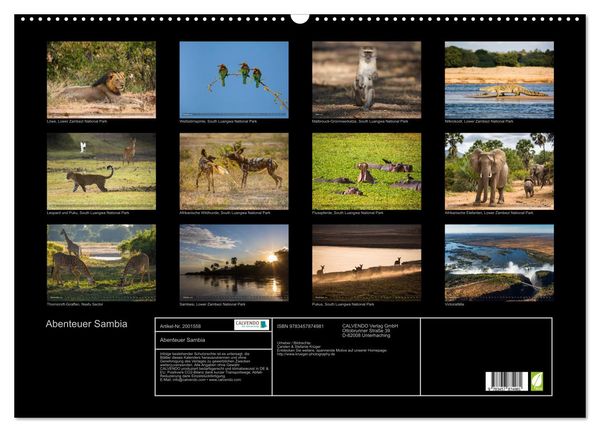 Produktbild: Abenteuer Sambia (Wandkalender 2026 DIN A2 quer), CALVENDO Monatskalender