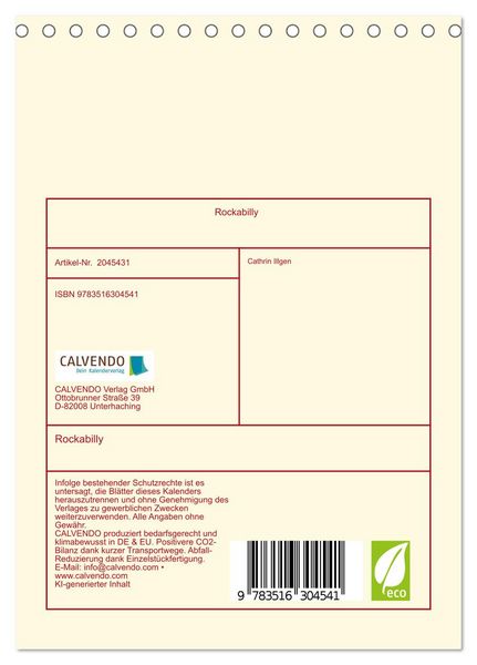 Produktbild: Rockabilly (Tischkalender 2026 DIN A5 hoch), CALVENDO Monatskalender