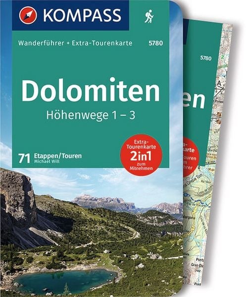 Produktbild: KOMPASS Wanderf&uuml;hrer Dolomiten H&ouml;henweg 1 bis 3, 71 Touren