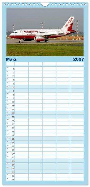Produktbild: Familienplaner 2027 - In Memoriam Air Berlin mit 5 Spalten (Wandkalender, 21 x 45 cm) CALVENDO