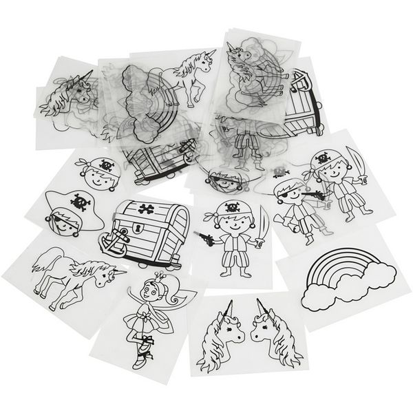 Produktbild: Creativ Company Plastikschrumpfplatten mit Motiven, Blatt 10,5x14,5 cm, Dicke 0,3 mm, 36 Blatt
