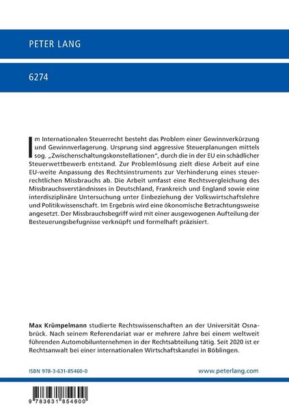 Produktbild: Der steuerrechtliche Missbrauch in der Europ&auml;ischen Union