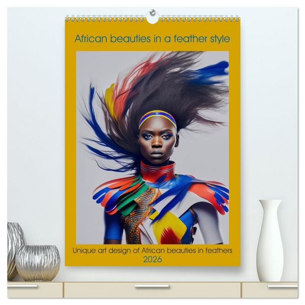 Produktbild: African beauties in a feather style (High Quality Premium Wall Calendar 2026 DIN A2 portrait),CALVENDO 12 Month Wall Calendar