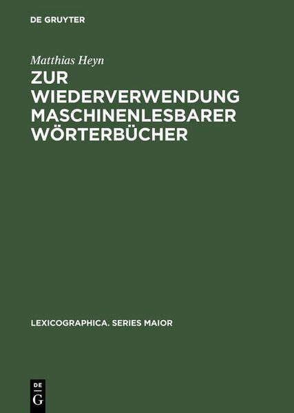 Produktbild: Zur Wiederverwendung maschinenlesbarer W&ouml;rterb&uuml;cher