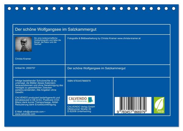 Produktbild: Der sch&ouml;ne Wolfgangsee im Salzkammergut (Tischkalender 2026 DIN A5 quer), CALVENDO Monatskalender