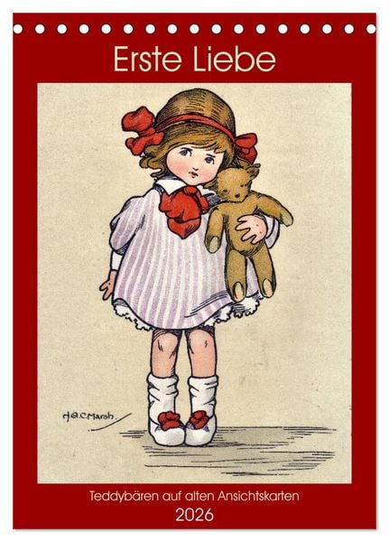 Produktbild: Erste Liebe - Teddyb&auml;ren auf alten Ansichtskarten (Tischkalender 2026 DIN A5 hoch), CALVENDO Monatskalender