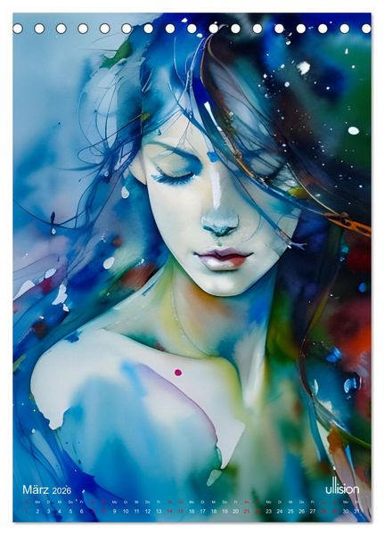 Produktbild: WILD FREI SCH&Ouml;N Aquarell-Portraits (Tischkalender 2026 DIN A5 hoch), CALVENDO Monatskalender