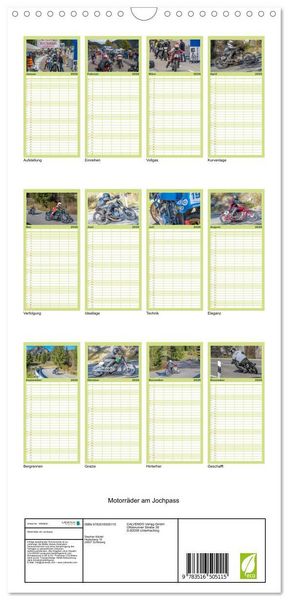 Produktbild: Familienplaner 2026 - Motorr&auml;der am Jochpass mit 5 Spalten (Wandkalender, 21 x 45 cm) CALVENDO
