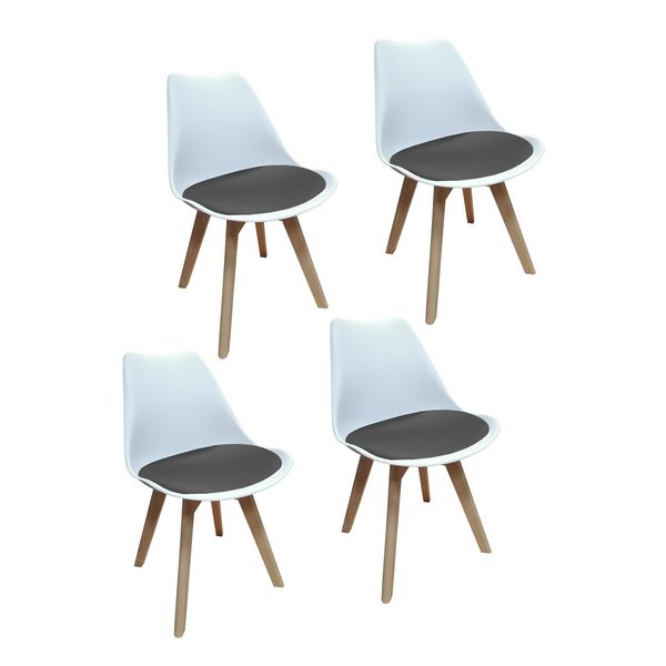 HTI-Living Stuhl Atlanta Weiß/Velvet Grau 4er-Set Stuhl Atlanta Weiß/Velvet Grau 4er-Set