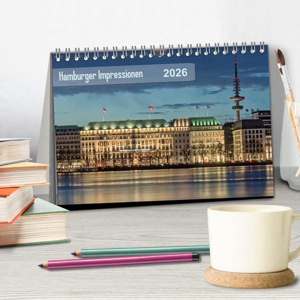 Produktbild: Hamburger Impressionen 2026 (Tischkalender 2026 DIN A5 quer), CALVENDO Monatskalender