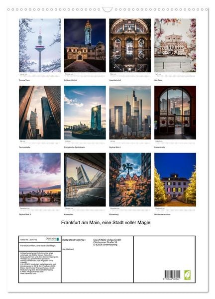 Produktbild: Frankfurt am Main, eine Stadt voller Magie (Wandkalender 2026 DIN A2 hoch), CALVENDO Monatskalender