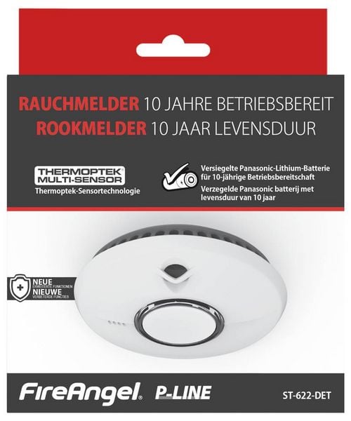 Produktbild: FireAngel Rauchwarnmelder inkl. 10 Jahres-Batterie batteriebetrieben (&Oslash; x H) 130mm x 34mm
