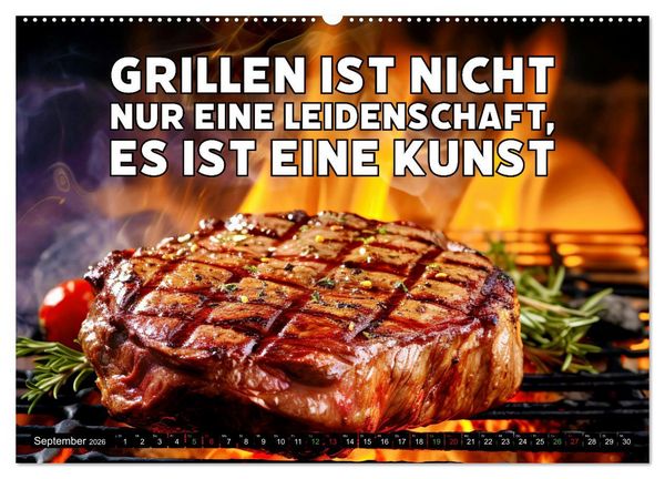Produktbild: B wie BBQ Impressionen mit Spr&uuml;chen (Wandkalender 2026 DIN A2 quer), CALVENDO Monatskalender
