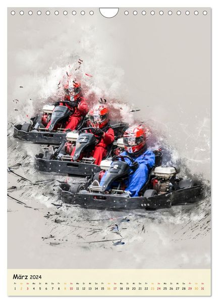 'Gokart spektakulär (Wandkalender 2024 DIN A4 hoch), CALVENDO 