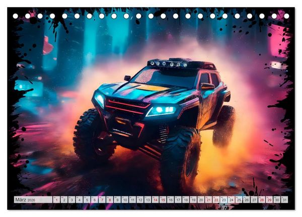 Produktbild: Coole KI-generierte OFF-ROAD-WAGEN (Tischkalender 2026 DIN A5 quer), CALVENDO Monatskalender