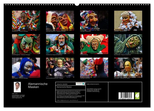Produktbild: Alemannische Masken (hochwertiger Premium Wandkalender 2026 DIN A2 quer), Kunstdruck in Hochglanz