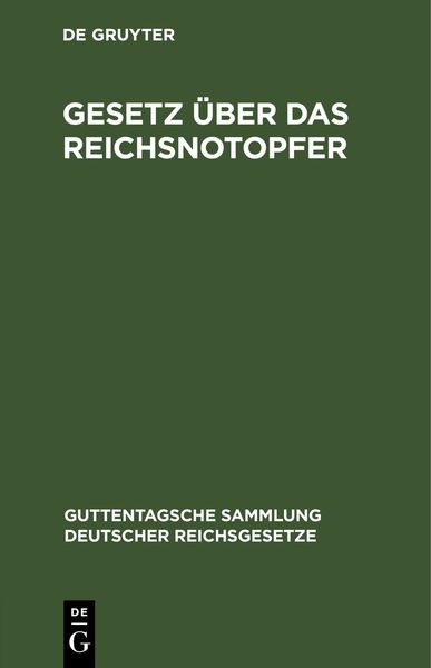 Produktbild: Gesetz &uuml;ber das Reichsnotopfer