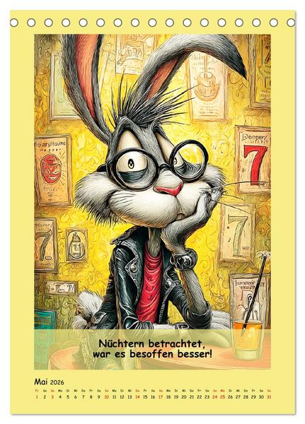 Produktbild: Kneipen-Hasen. Trinkende Spr&uuml;cheklopfer (Tischkalender 2026 DIN A5 hoch), CALVENDO Monatskalender