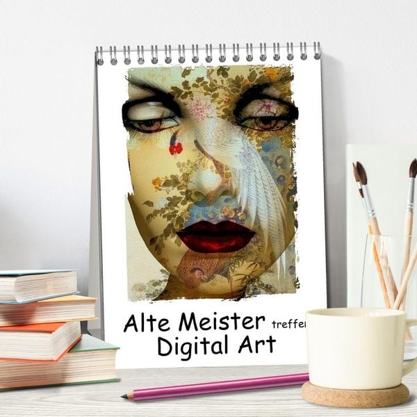 Produktbild: Alte Meister treffen Digital Art (Tischkalender 2026 DIN A5 hoch), CALVENDO Monatskalender