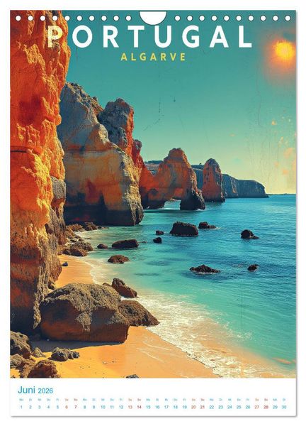 Produktbild: Portugal - Old School Poster Style (Wandkalender 2026 DIN A4 hoch), CALVENDO Monatskalender