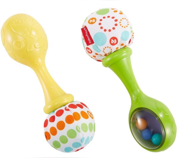 Mattel - Fisher-Price Babys Rumba-Rasseln mit Stoff, Baby-Spielzeug, Greifling