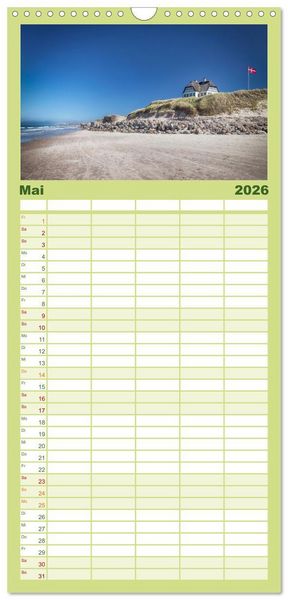 Produktbild: Familienplaner 2026 - D&auml;nemark - Mit dem Wohnmobil durch J&uuml;tland mit 5 Spalten (Wandkalender, 21 x 45 cm) CALVENDO