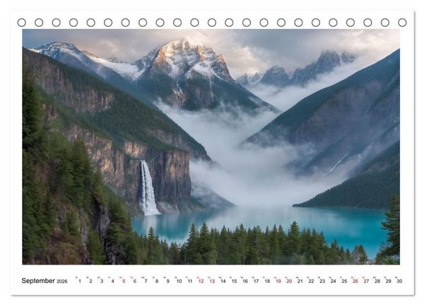Produktbild: KI Landschaften (Tischkalender 2026 DIN A5 quer), CALVENDO Monatskalender