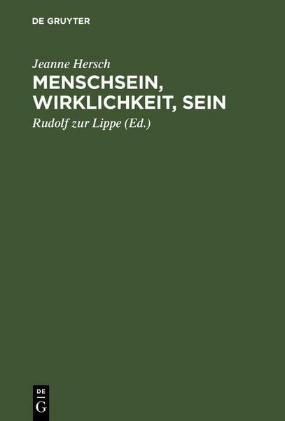 Produktbild: Menschsein, Wirklichkeit, Sein