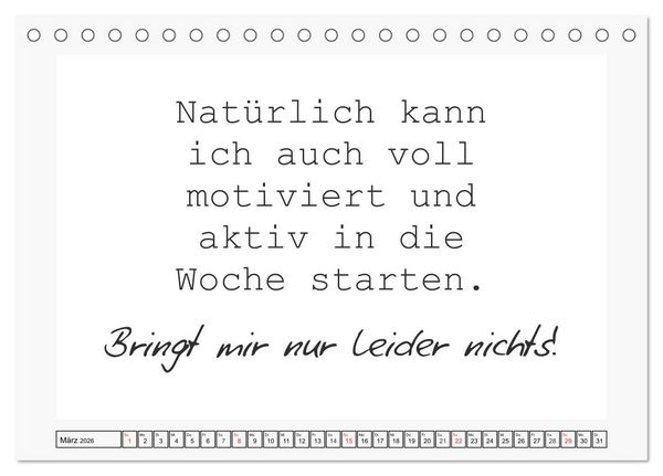Produktbild: Typo-Kalender f&uuml;r das B&uuml;ro. Sarkasmus und fiese Spr&uuml;che (Tischkalender 2026 DIN A5 quer), CALVENDO Monatskalender