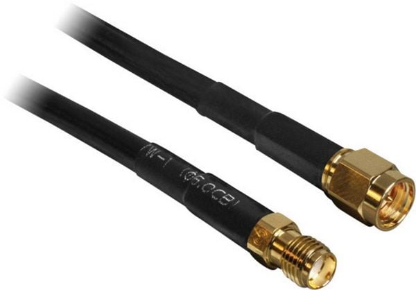 Produktbild: Delock WLAN-Antennen Verl&auml;ngerungskabel [1x SMA-Stecker - 1x SMA-Buchse] 10.00 m Schwarz vergoldete Steckkontakte