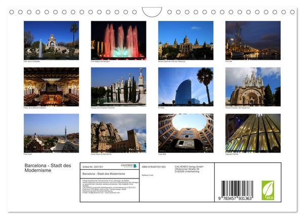 Produktbild: Barcelona - Stadt des Modernisme (Wandkalender 2026 DIN A4 quer), CALVENDO Monatskalender