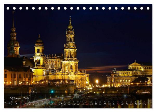 Produktbild: Nachts in Dresden (Tischkalender 2026 DIN A5 quer), CALVENDO Monatskalender