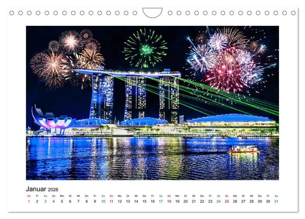 Produktbild: Singapur - Asiatische Metropole bei Nacht (Wandkalender 2026 DIN A4 quer), CALVENDO Monatskalender