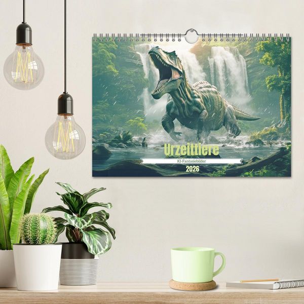Produktbild: Urzeittiere - KI-Fantasiebilder (Wandkalender 2026 DIN A4 quer), CALVENDO Monatskalender