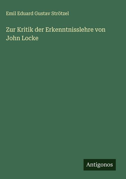 Produktbild: Zur Kritik der Erkenntnisslehre von John Locke