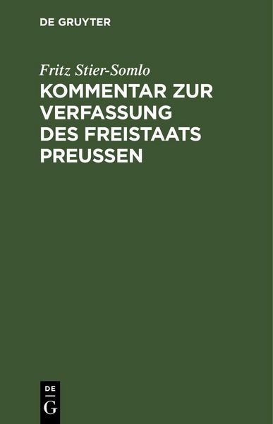 Produktbild: Kommentar zur Verfassung des Freistaats Preu&szlig;en