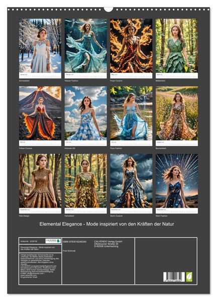 Produktbild: Elemental Elegance - Mode inspiriert von den Kr&auml;ften der Natur (Wandkalender 2026 DIN A2 hoch), CALVENDO Monatskalender