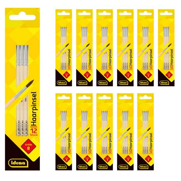 Produktbild: Idena Bundle Haarpinsel Gr&ouml;&szlig;e 8, 12er Pack