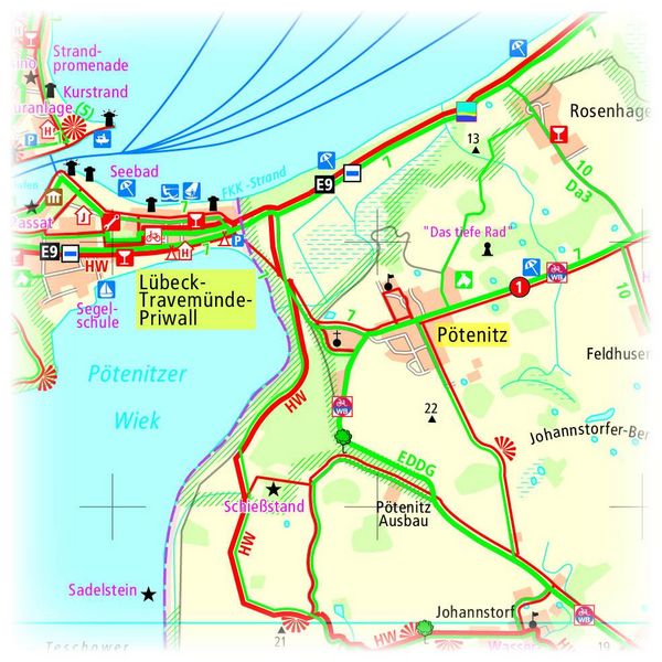 Produktbild: Publicpress Rad- und Wanderkarte L&uuml;becker Bucht, Neustadt i. Holstein, L&uuml;beck, Ostseebad Boltenhagen 1:50.000