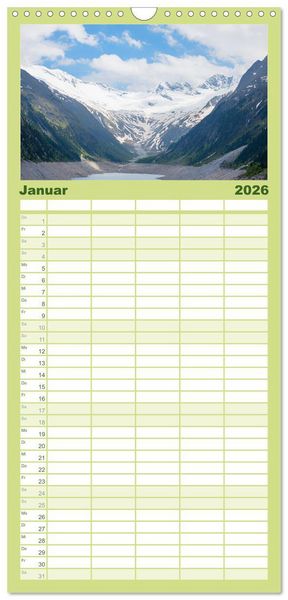 Produktbild: Familienplaner 2026 - Zillertal - Bergidylle rund um Mayrhofen 2026 mit 5 Spalten (Wandkalender, 21 x 45 cm) CALVENDO