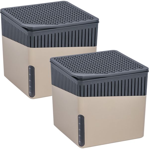 Raumentfeuchter Mod. Cube, Beige, 1000 g, 2er Set, für Räume bis ca. 80 m³