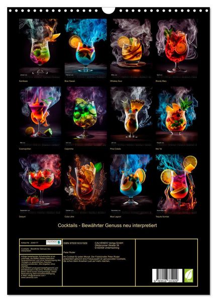 Produktbild: Cocktails - Bew&auml;hrter Genuss neu interpretiert (Wandkalender 2026 DIN A3 hoch), CALVENDO Monatskalender