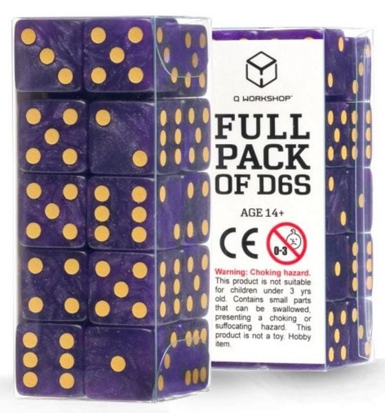 Q-Workshop QWO98468 - Full Pack of D6: Shimmering Purple & Gold, Würfel (16mm), 20-teilig