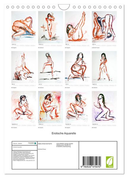 Produktbild: Erotische Aquarelle (Wandkalender 2026 DIN A4 hoch), CALVENDO Monatskalender