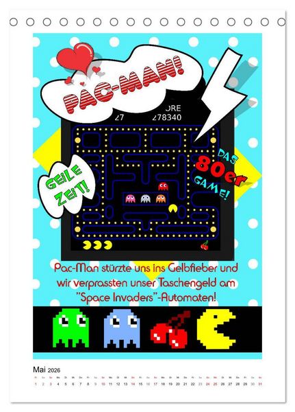 Produktbild: Die coolen 80er. Sch&ouml;n war die Zeit! (Tischkalender 2026 DIN A5 hoch), CALVENDO Monatskalender