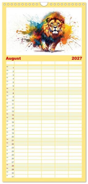 Produktbild: Familienplaner 2027 - Raubtiere voll Eleganz und Kraft mit 5 Spalten (Wandkalender, 21 x 45 cm) CALVENDO