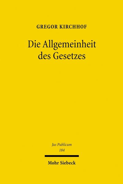 Produktbild: Die Allgemeinheit des Gesetzes