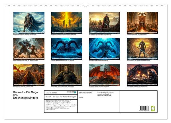 Produktbild: Beowulf &ndash; Die Saga des Drachenbezwingers (Wandkalender 2027 DIN A2 quer), CALVENDO Monatskalender